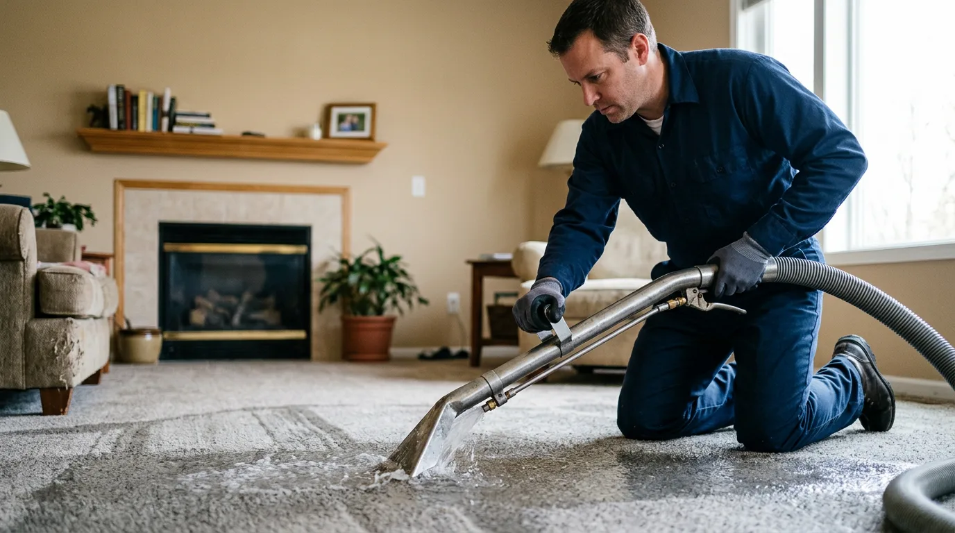 Water damage restoration technician working near Ivanhoe, TX